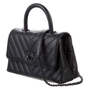 AUTHENTIC Mini chevron coco handle flap bag.